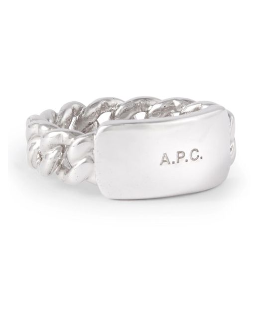A.P.C. Metallic Darwin Logo-engraved Silver-coated Ring for men
