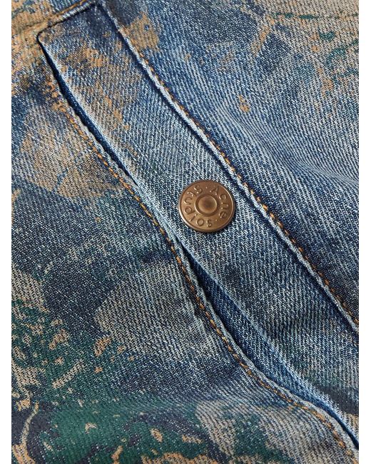 Acne Blue Padded Printed Recycled-denim Bomber Jacket for men