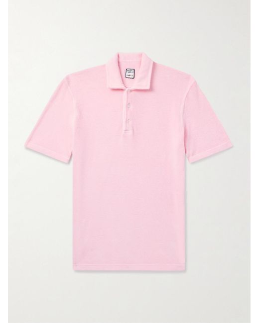 Fedeli Pink Mondial Slim-Fit Cotton-Terry Polo Shirt for men