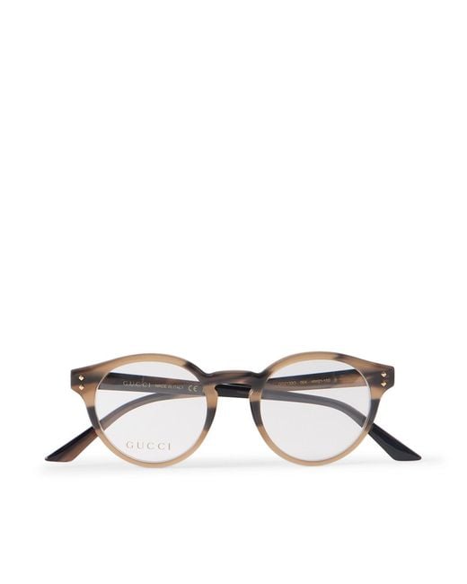 Gucci Metallic Panthos Round-Frame Acetate Glasses for men