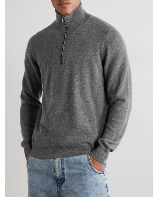 Massimo Alba Gray Lima Cashmere Half-Zip Sweater for men