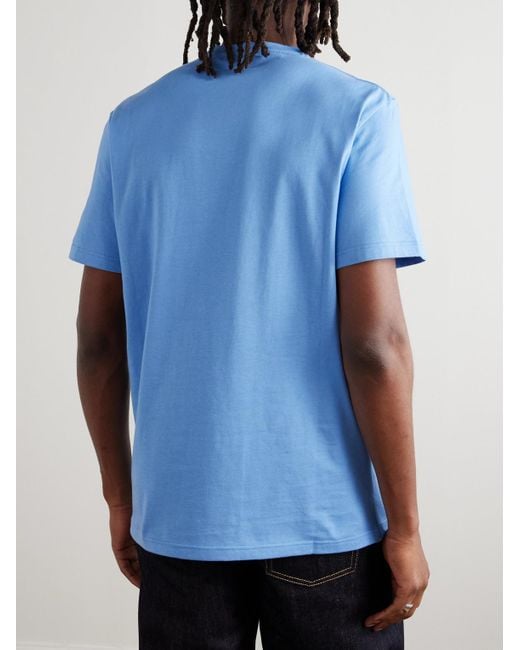 Alexander McQueen Blue Logo-Flocked Cotton-Jersey T-Shirt for men
