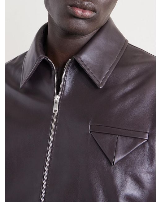 Bottega Veneta Black Leather Blouson Jacket for men