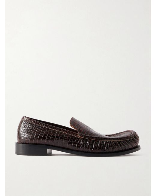 Dries Van Noten White Croc-Effect Leather Loafers for men