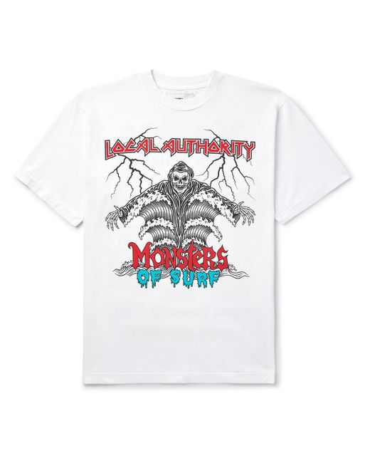 Local Authority White Monsters Of Surf Logo-print Cotton-jersey T-shirt for men