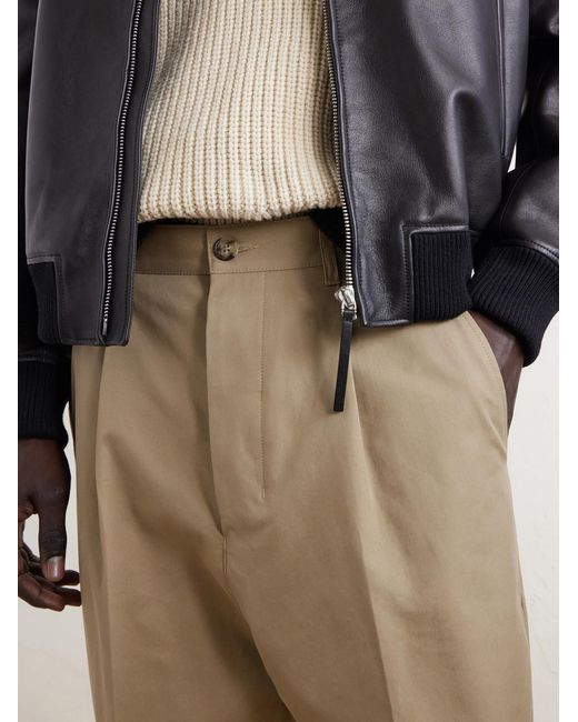 AMI Natural Carrot Tapered Pleated Cotton-Gabardine Trousers for men
