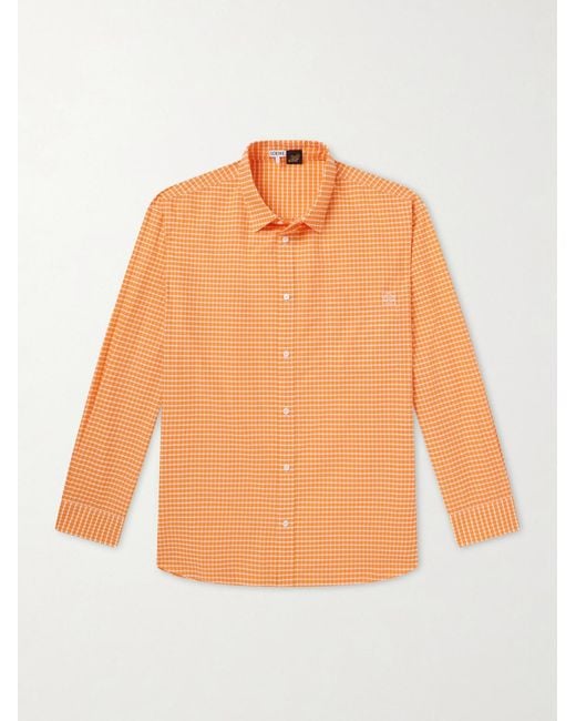 Loewe Orange Paula's Ibiza Anagram-Embroidered Checked Cotton-Poplin Shirt for men