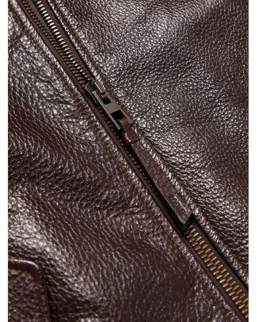 Loewe Brown Textured-Leather Jacket for men