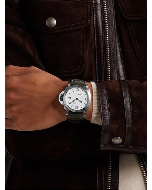 Panerai Black Luminor Marina Automatic 44Mm Stainless Steel And Leather Watch, Ref. No. Pam01314 for men