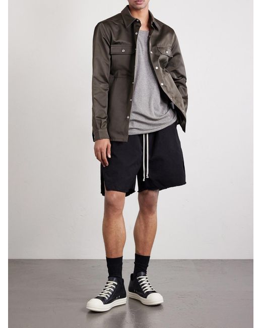 Rick Owens Black Long Boxers Butt Zipp Straight-leg Cotton-canvas Shorts for men