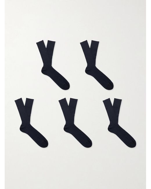 Falke Black Set Of Five Wool-blend Socks for men