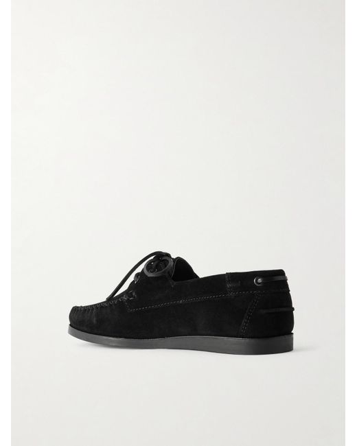 VINNY'S Black Suede Boat Shoes for men