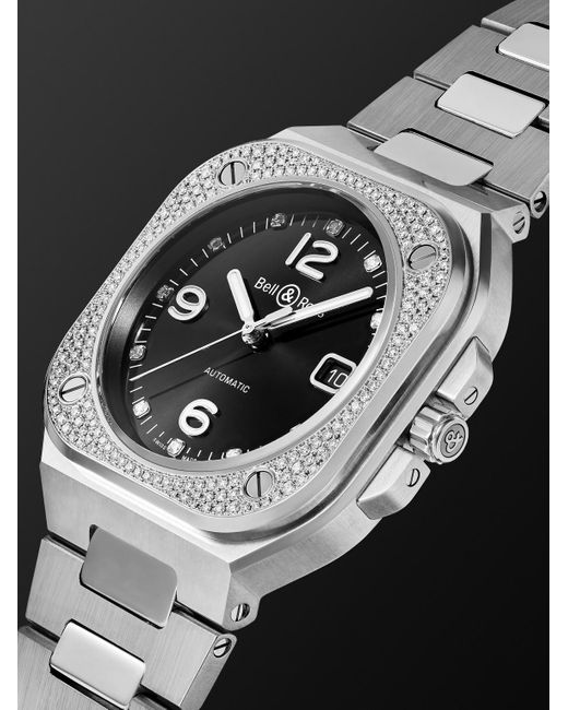 Bell & Ross Black Br 05 Automatic Stainless Steel And Diamond Watch, Ref. Br05A-Bl-Stfld/Sst for men