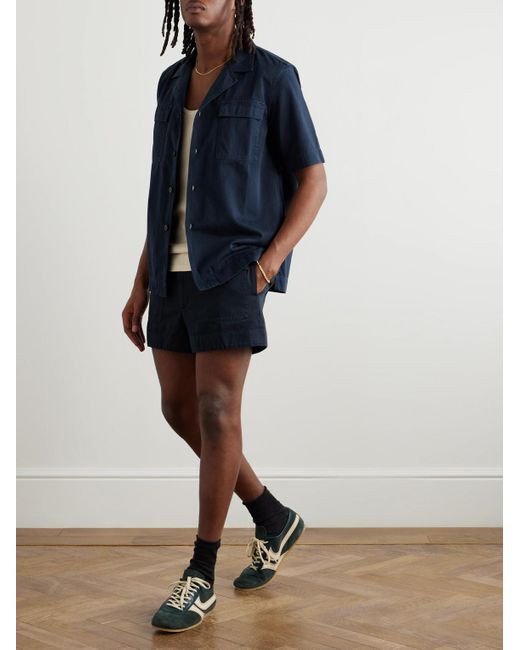 Dries Van Noten Blue Camp-Collar Cotton-Twill Shirt for men