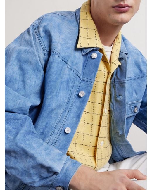 Visvim Blue 102X Cropped Leather Jacket for men