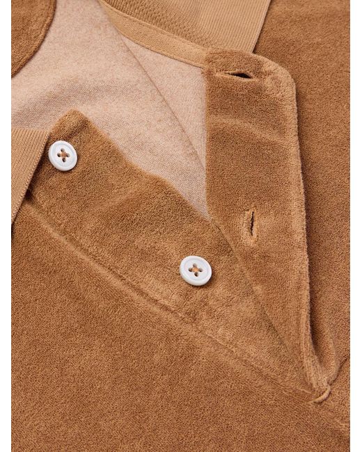 Tom Ford Brown Slim-fit Cotton-blend Terry Polo Shirt for men