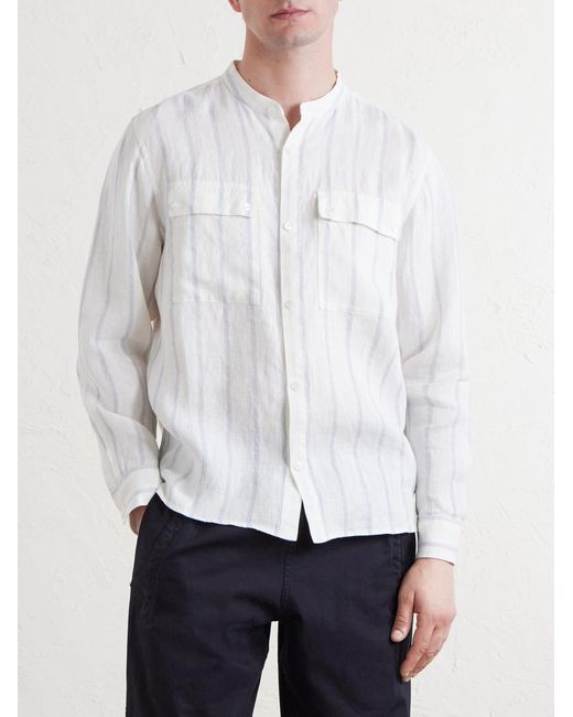 Mr P. White Striped Linen Shirt for men