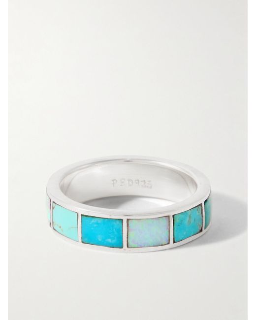 Peyote Bird Blue Skye Silver Turquoise Ring for men