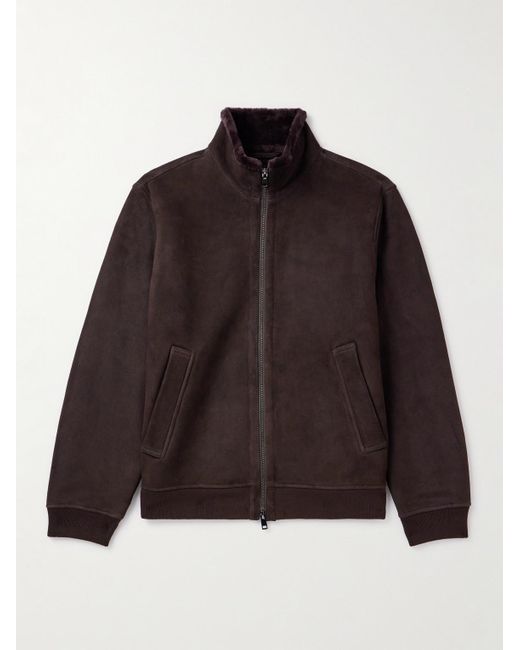 Theory Brown Marco Shearling Bomber Jacket for men