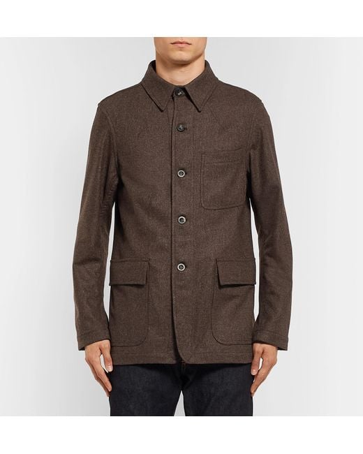 Private White V.c. Herringbone Wool Shirt Jacket in Brown for Men
