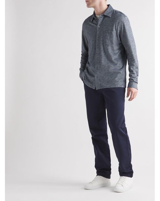 Mr P. Gray Mélange Organic Cotton-Piqué Shirt for men