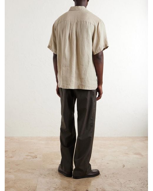 James Perse Natural Convertible-collar Linen Shirt for men