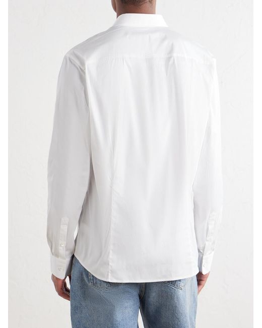 James Perse White Stretch Cotton-Blend Poplin Shirt for men