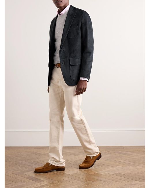 Sid Mashburn Blue Butcher Unstructured Suede Blazer for men