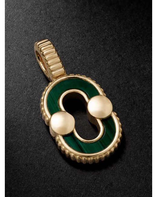 Viltier Black Magnetic 18-Karat, Malachite And Mother-Of-Pearl Pendant for men