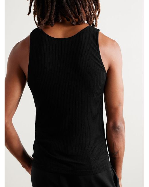 Saint Laurent Black Leo Logo-embroidered Wool Tank for men