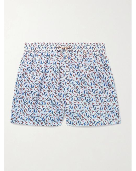 Loro Piana Blue Mid-Length Printed Cotton Swim Shorts for men
