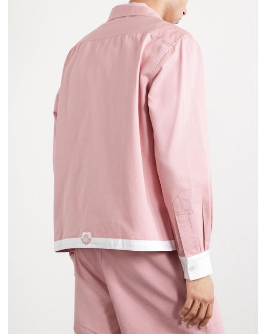 Heart Deco Logo-Appliquéd Cotton-Faille Shirt di Bode in Pink da Uomo