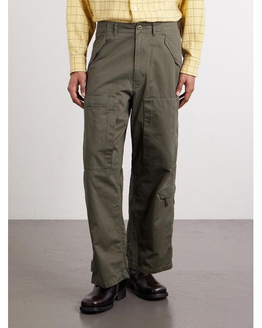 Human Made Green Cotton Wide-leg Pants Trousers for men
