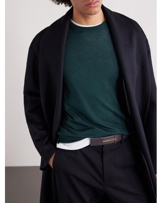Tom Ford Green Slim-Fit Cashmere And Silk-Blend Sweater for men