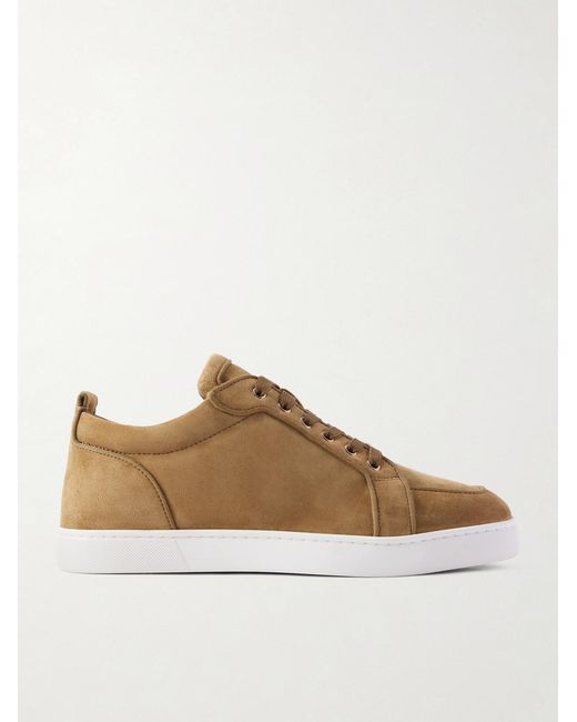 Christian Louboutin Brown Rantulow Orlato Grosgrain-Trimmed Suede Sneakers for men