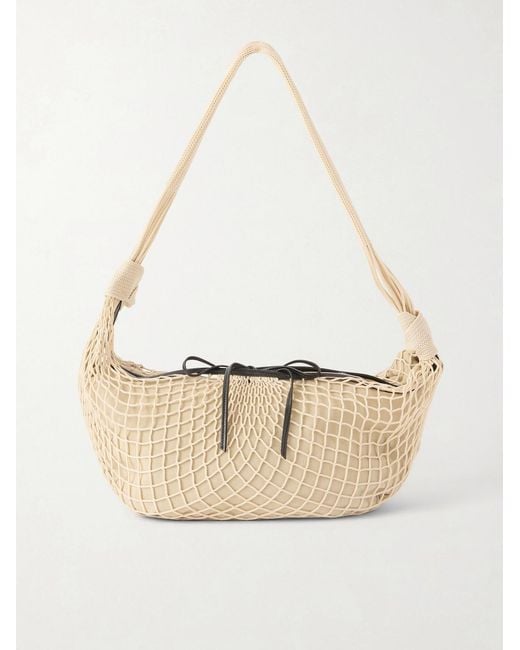 Lemaire Natural Filt Croissant Leather-Trimmed Fishnet Messenger Bag for men