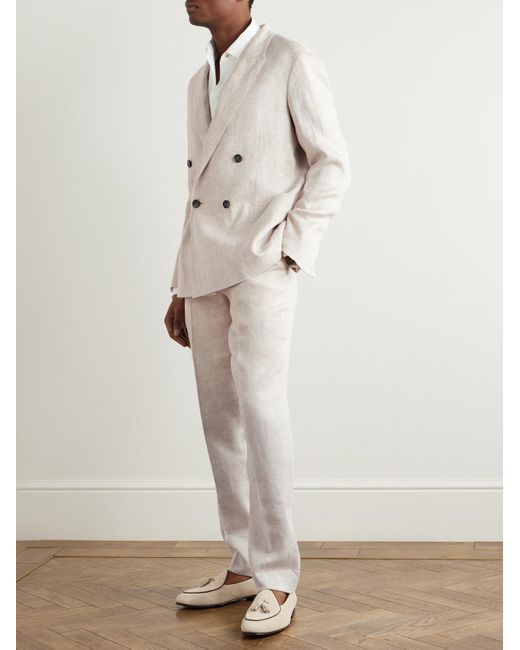 Zegna Natural Double-Breasted Linen-Twill Suit Jacket for men