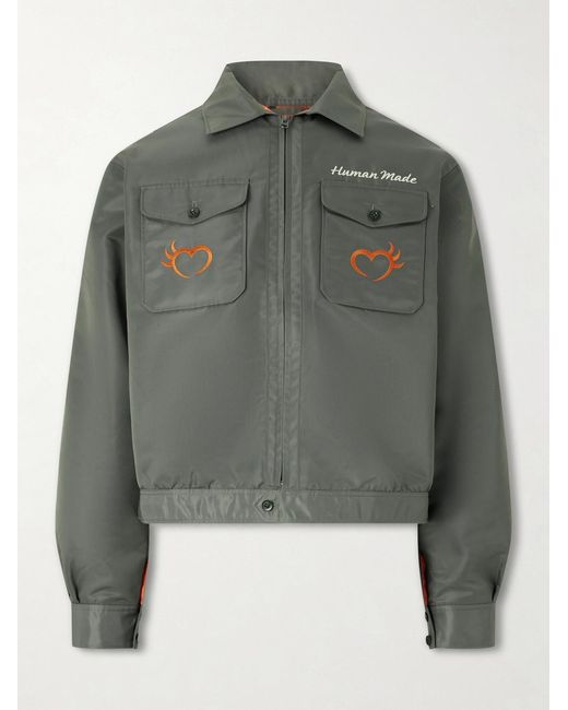 Human Made Green Embroidered Nylon Jacket for men
