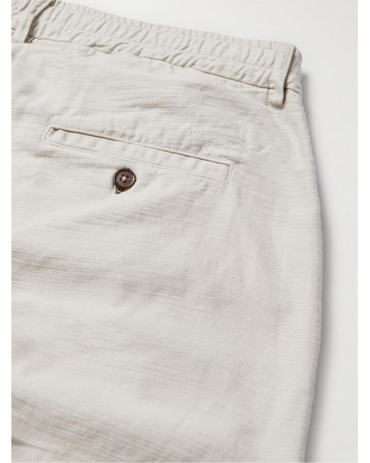 Universal Works White Straight-leg Pleated Slub Cotton-sateen Trousers for men