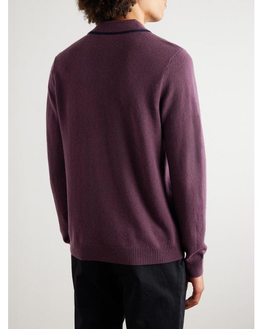 Mr P. Purple Cashmere Polo Sweater for men