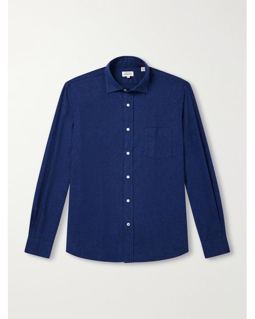 Hartford Blue Paul Cotton-Flannel Shirt for men
