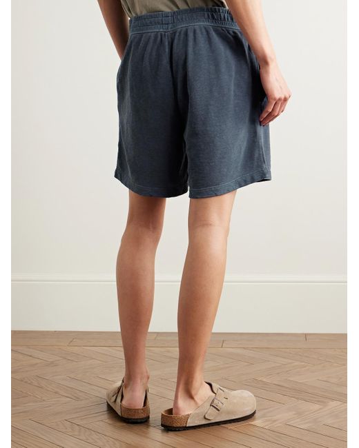 James Perse Blue Straight-Leg Mélange Cotton-Jersey Drawstring Shorts for men