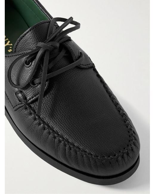 VINNY'S Black Boatman Full-Grain Leather Boat Shoes for men