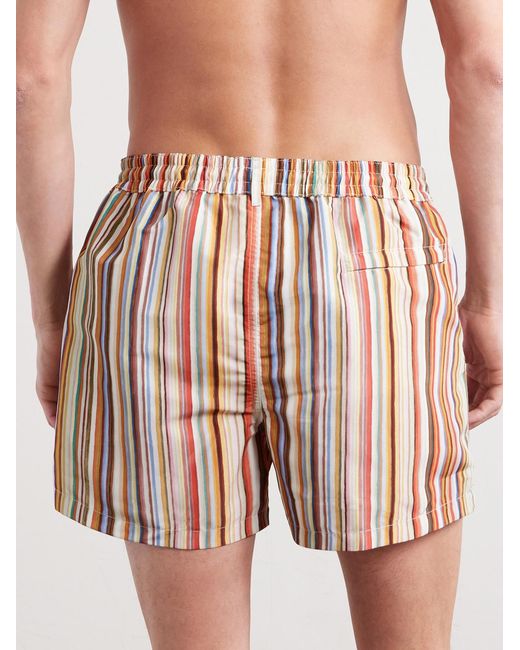 Paul Smith Pink Straight-leg Mid-length Striped Recycled Swim Shorts for men