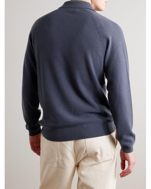Mr P. Blue Wool And Cashmere-blend Polo Shirt for men