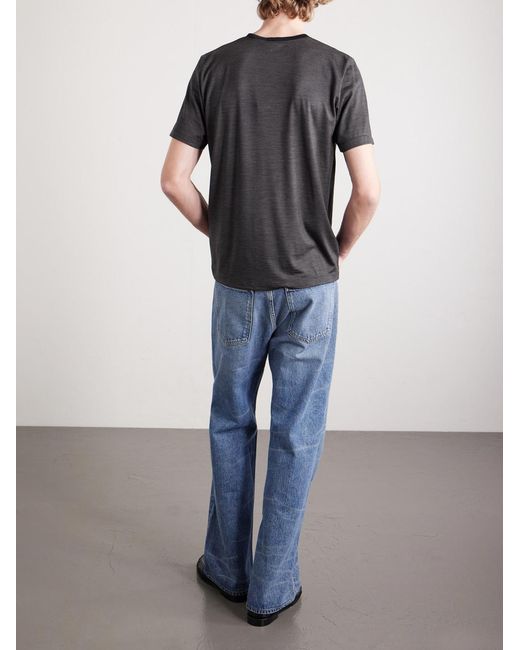 Saint Laurent Black Logo-embroidered Striped Cotton-jersey T-shirt for men