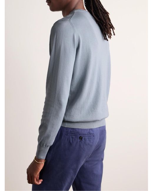 Canali Blue Cotton Sweater for men
