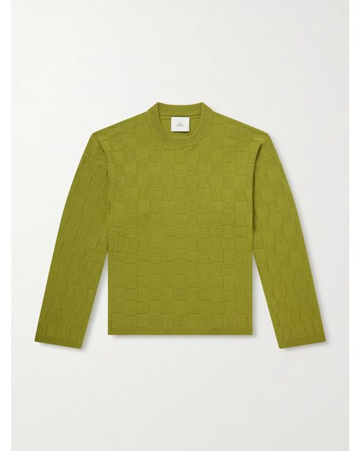 Culver Checked Cashmere Sweater di The Elder Statesman in Green da Uomo