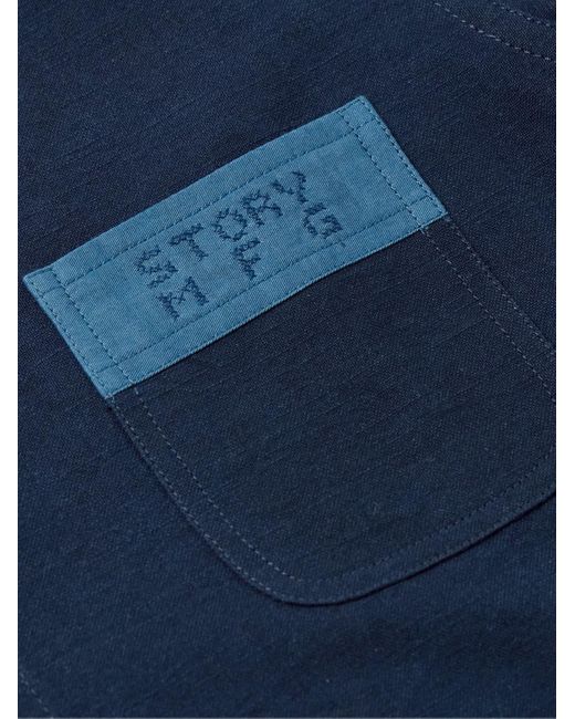 STORY mfg. Blue French Logo-embroidered Patchwork Organic Cotton-canvas Jacket for men