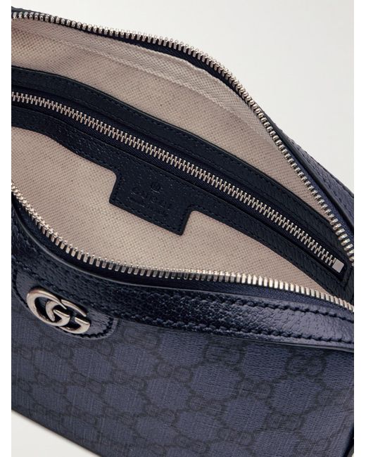 Gucci Blue Ophidia Leather-trimmed Monogrammed Coated-canvas Messenger Bag for men